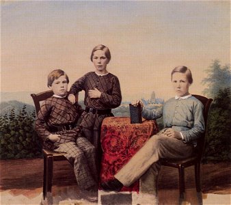 Deutscher Photograph um 1850 - Gruppenbild dreier Knaben, Frankfurt am Main (Zeno Fotografie)