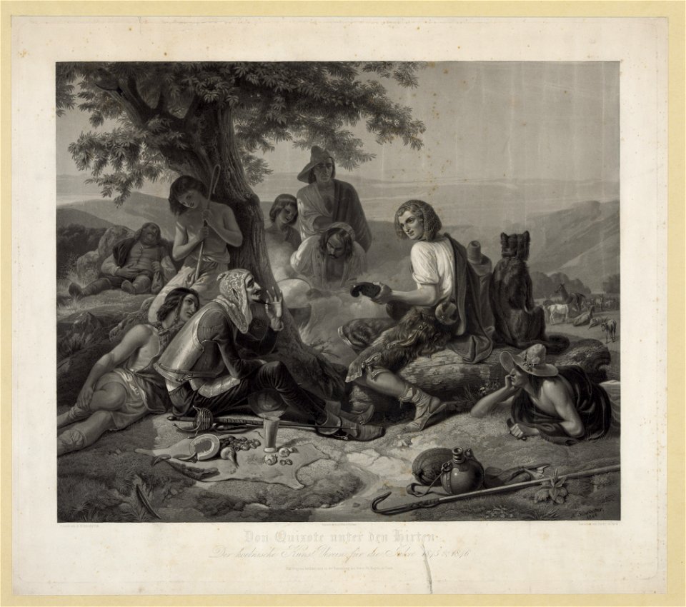 Don Quixote unter der Hirten-Der koelnische Kunst Verein fur die Jahre 1845 & 1846 - gemalt von A. Schroedter ; gestochen von Jazet in Paris. LCCN91726502
