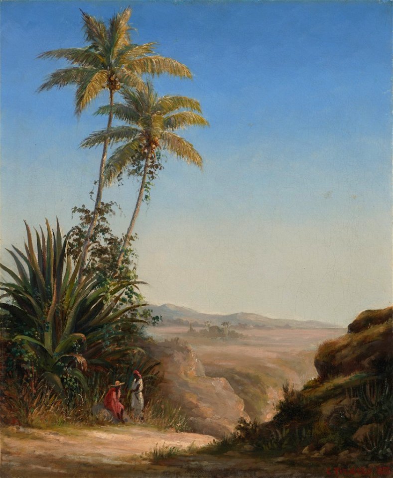 Deux personnages causant sur le bord d'une route (Camille Pissarro) VMFA 83-46