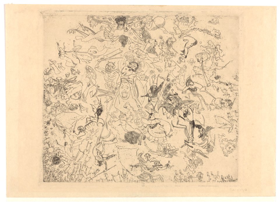 Devils Thrashing Angels and Archangels, print by James Ensor, 1888, Prints Department, Royal Library of Belgium, S. II 53378
