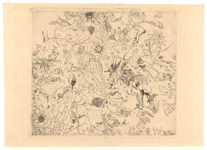 Devils Thrashing Angels and Archangels, print by James Ensor, 1888, Prints Department, Royal Library of Belgium, S. II 53378