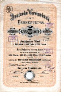 Deutsche Vereinsbank 600 Mk 1873
