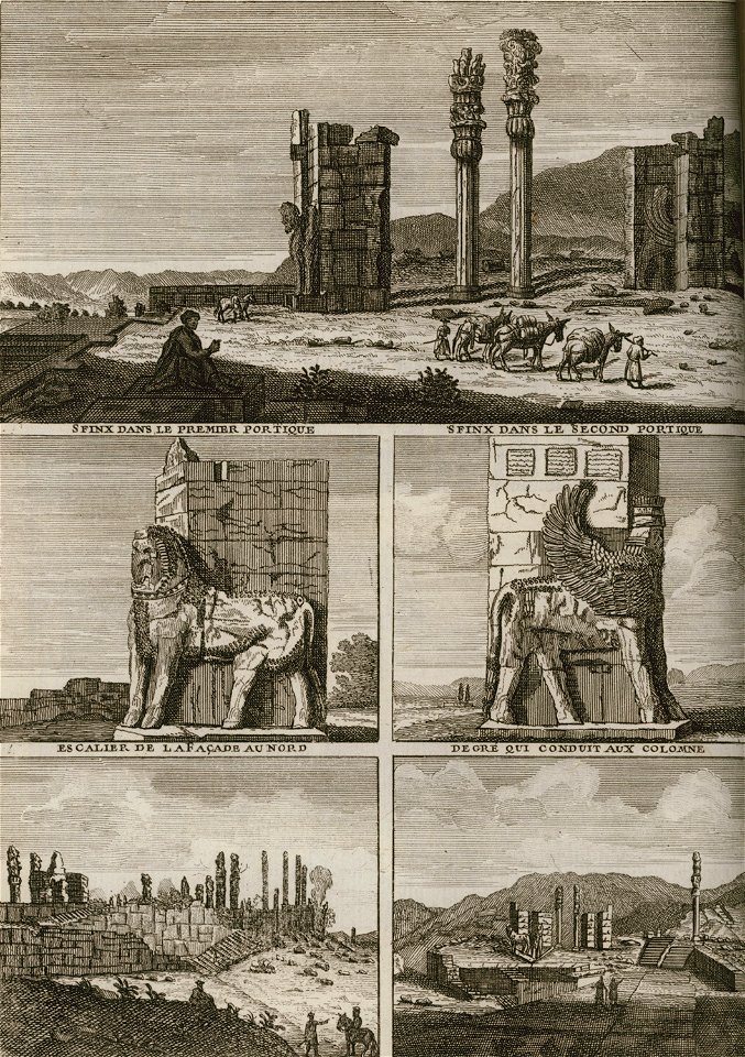 Deux Portiques et les deux Colonnes - Sfinx dans le premier Portique - Sfinx dans le second Portique - Escalier de la Fa - Bruyn Cornelis De - 1725