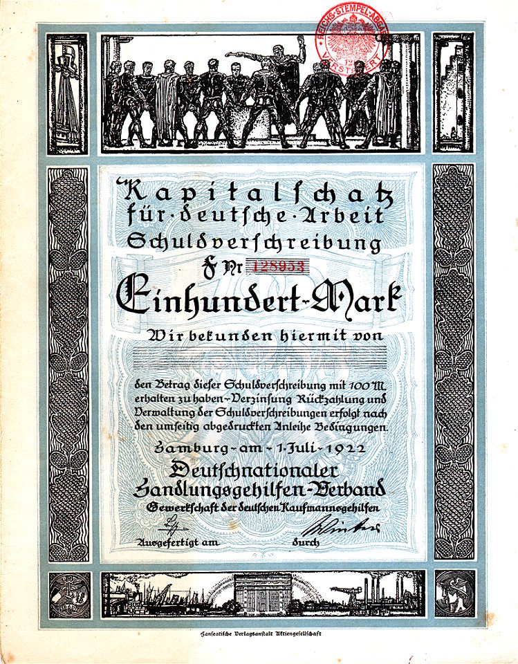 Deutschnationaler Handlungsgehilfen-Verband 100 Mk 1922