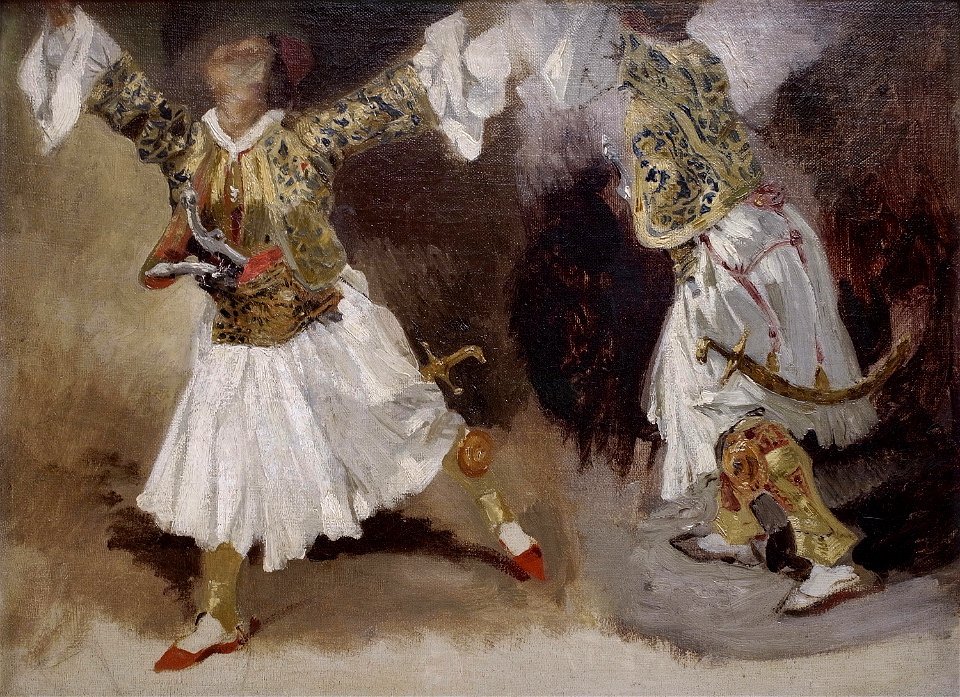 Deux guerriers grecs dansant