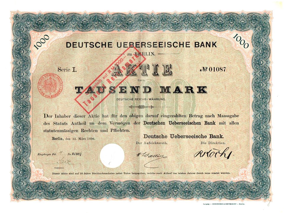 Deutsche Ueberseeische Bank 1896