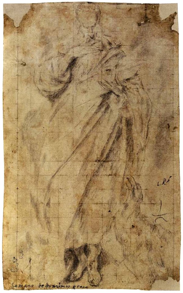 Dibujo de El Greco de San Juan Evangelista Biblioteca Nacional de Madrid