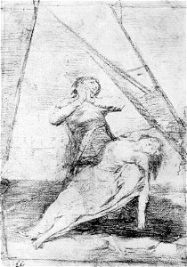 Dibujo preparatorio Capricho 9 Goya