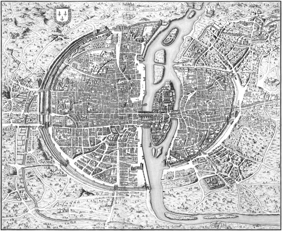 Dheulland 1756-7 copy of ca. 1552 Saint Victor map of Paris - BNF