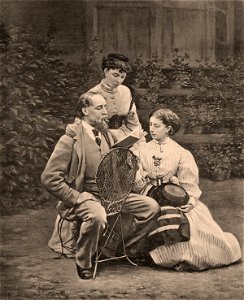Charles Dickens with his two daughters by Mason & Co (Robert Hindry Mason)