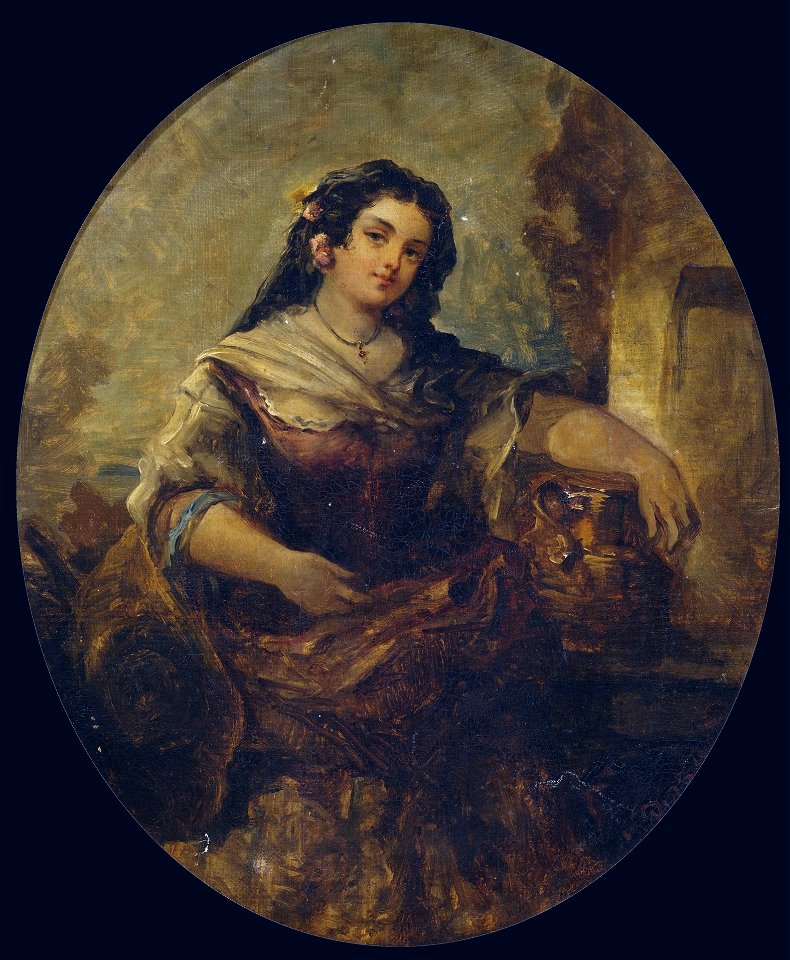 Diaz de La Pena Mädchen am Brunnen
