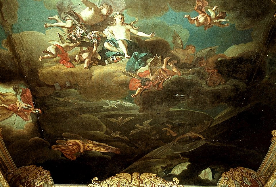 Df wm 0005043 Silvestre, Louis Dresden, Residenzschloß, Decke des Paradeschlafzimmers
