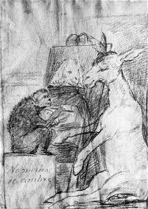 Dibujo preparatorio Capricho 41 Goya