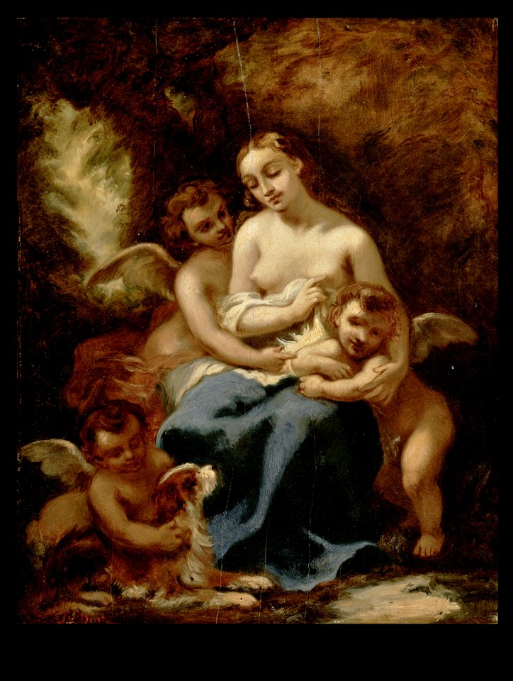 Narcisse Virgile Diaz de la Peña - Tyttö amoriineineen - A I 307 - Finnish National Gallery