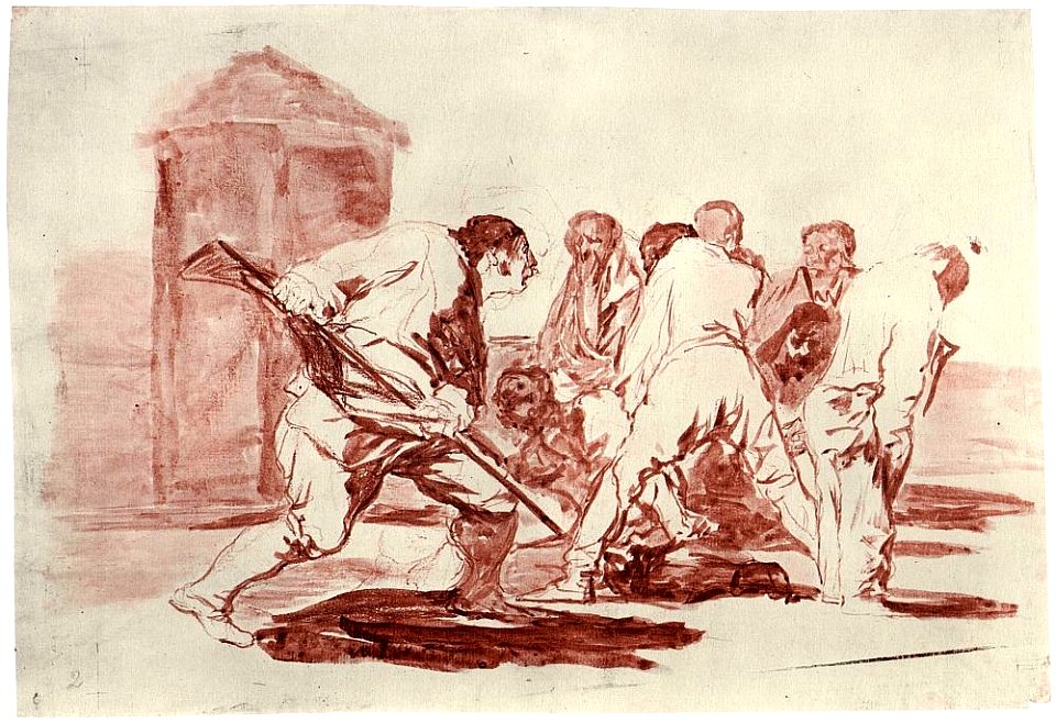 Dibujo preparatorio al Disparate 6. Disparate furioso