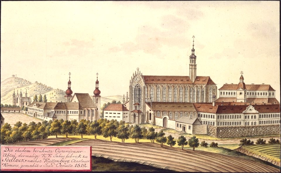 Die ehedem berühmte Cistercienser-Abtei, dermalige k.k. Tabacfabrick zu Sedlecz naechst Kuttenberg, Czaslauer Kreises, gemahlt v. Joann Venuto 1812