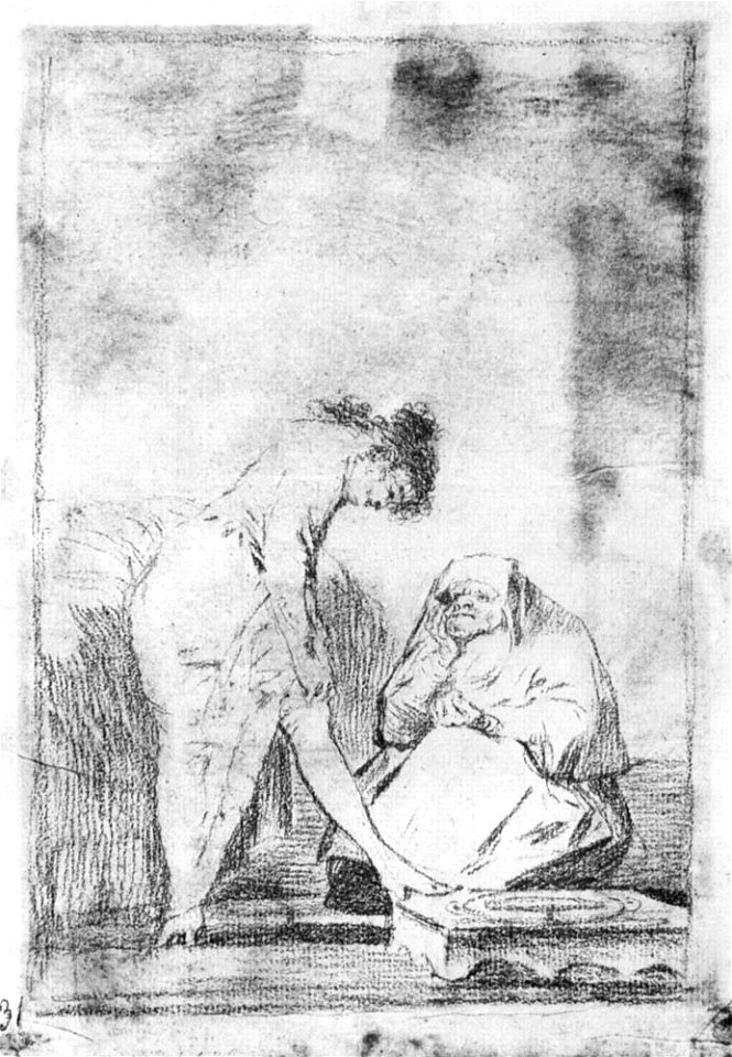 Dibujo preparatorio Capricho 17 Goya