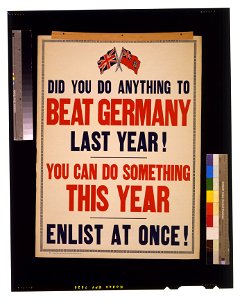 Did you do anything to beat Germany last year! You can do something this year. Enlist at once! LCCN2005691281