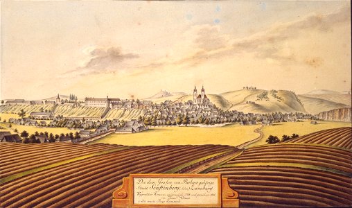 Die dem Grafen von Bubna gehörige Stadt Senftenberg (böhm) Zamberg, Kggraetzer Kreises, aufgenommen 1788 und gezeichnet 1805 von Joann Venuto