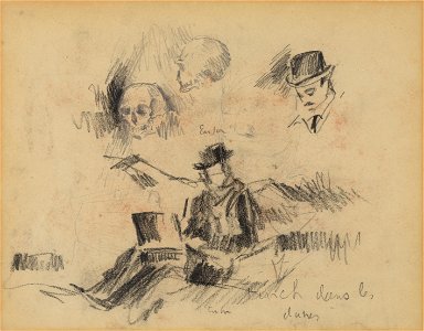 Doodshoofden en Willy Finch in de duinen (recto), James Ensor, Mu.ZEE Oostende, SM000671a
