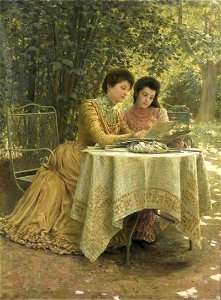 Reading in the Garden by Clovis François Auguste Didier