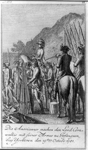 Die Americaner machen den Lord Cornwallis mit seiner Armee zu Gefangnen, bey Yorktown den 19ten Octobr 1781 LCCN2004670206