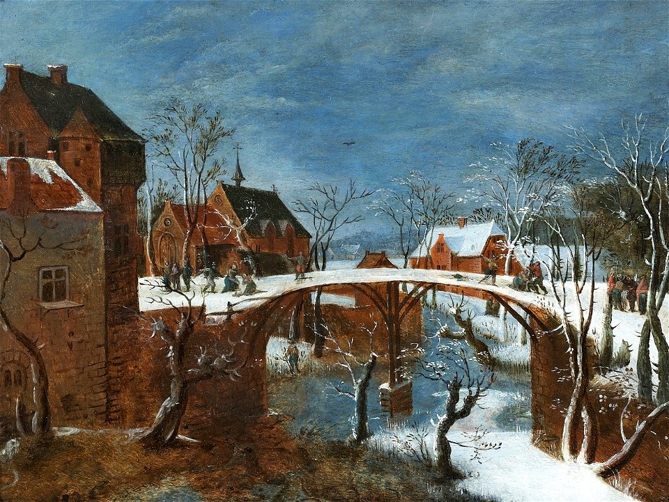 Dorflandschaft im Winter Flandern c1600