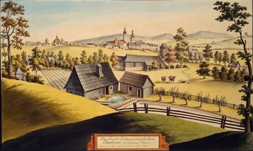 Die Fürstl. Lichtensteinische Stadt Landscron im Chrudimer Kreise. aufgenommen 1798 und gezeichnet 1803 von Joann. Venuto