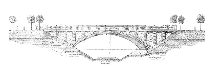 Die Entwicklung der Anwendung und Bauweise der Gewölbe in der Baukunst - Fig. 11 Betonbrücke Echingen