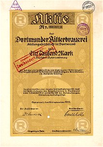 Dortmunder Ritterbrauerei AG 1000 Mk 1921