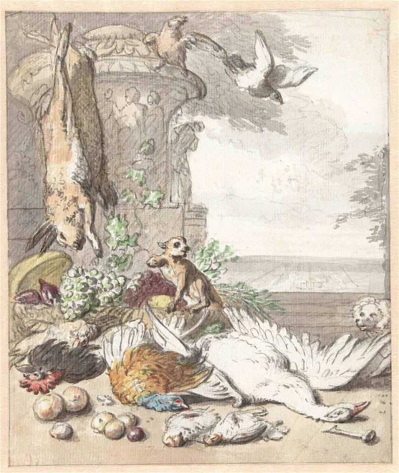 Dood wild, een aap, een hond en enige vogels