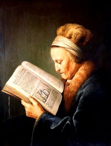 Gerard Dou - Portret van een lezende oude vrouw