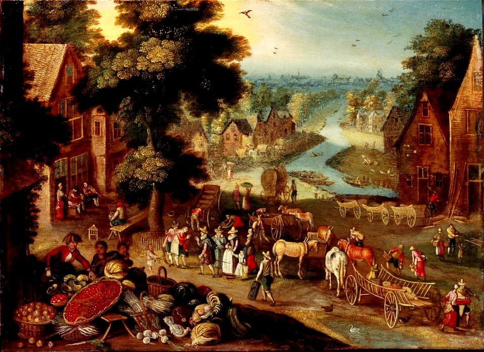 Dorpsgezicht met groentemarkt Centraal Museum 10049