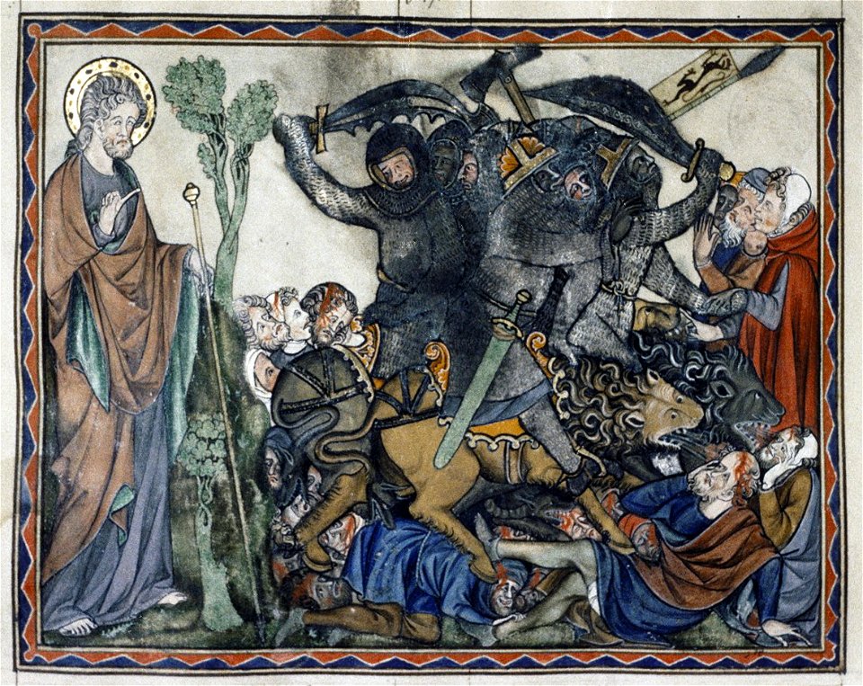 Douce Apocalypse - Bodleian Ms180 - p.031 Horsemen attack
