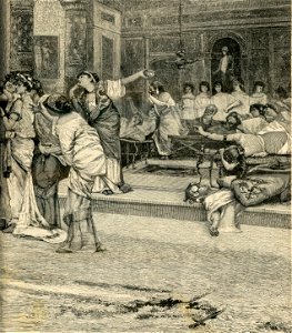 Dopo un giuoco di gladiatori ad una cena, a Pompei b