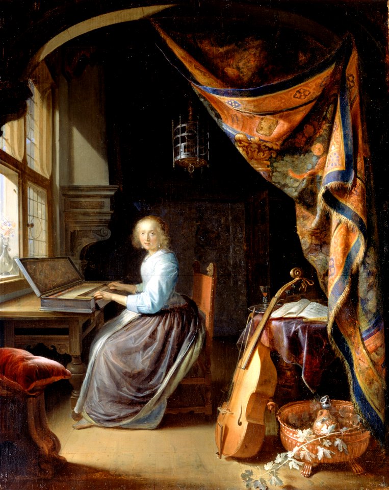 Dou, Gerrit - A Woman playing a Clavichord - Google Art Project