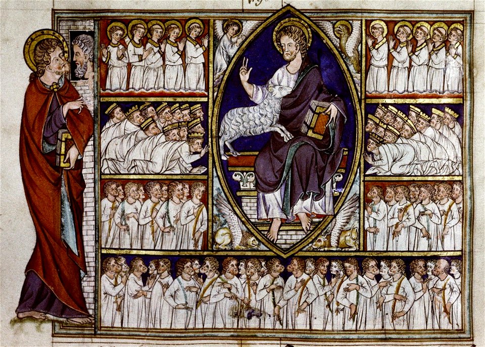 Douce Apocalypse - Bodleian Ms180 - p.020 Adoration of the lamb