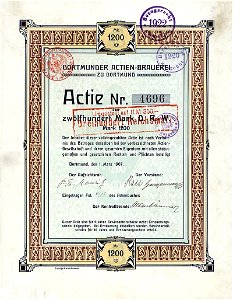 Dortmunder Actien-Brauerei 1200 Mk 1907