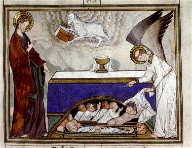 Douce Apocalypse - Bodleian Ms180 - p.017 Receiving white robes