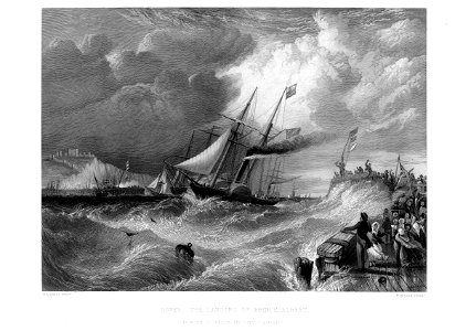 Dover - the Landing of Prince Albert engraving by William Miller after Knell