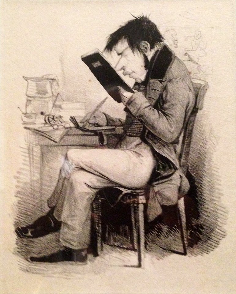 Dr. Heinemann, Redakteur der Düsseldorfer Zeitung, Karikatur von Andreas Achenbach, 1849