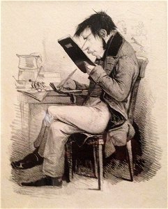Dr. Heinemann, Redakteur der Düsseldorfer Zeitung, Karikatur von Andreas Achenbach, 1849