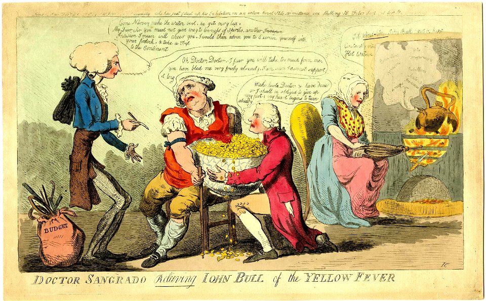 Dr Sangrado releeving John Bull of the yellow fever (BM 1868,0808.6414)