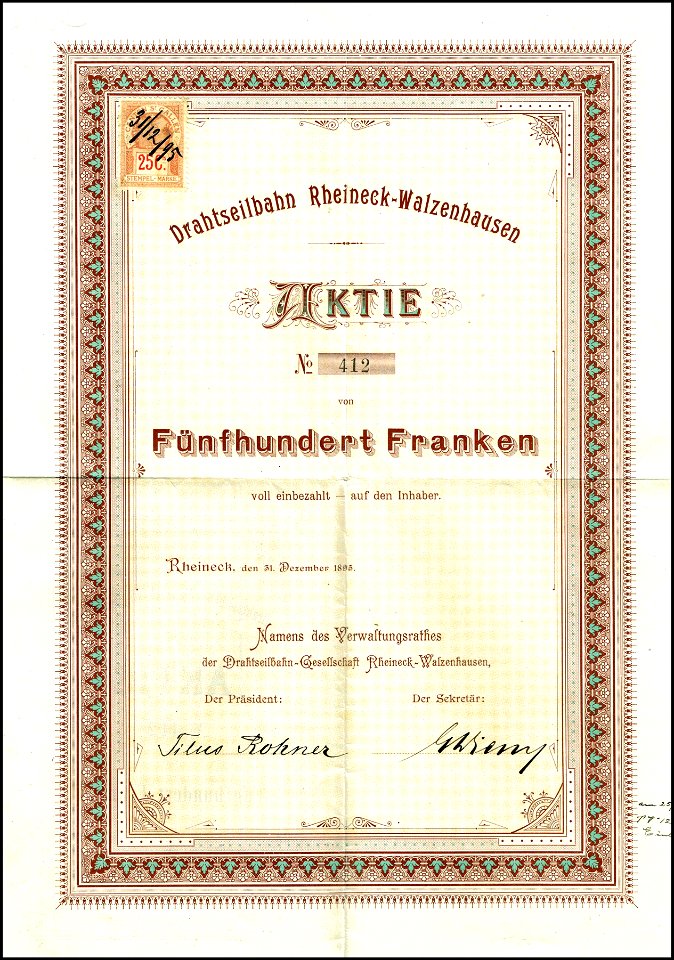 Drahtseilbahn Rheineck-Walzenhausen 1895