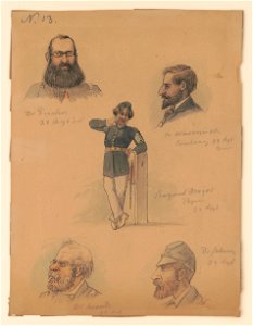 Dr. Charles Fischer; Commissary Sergeant Emanuel Wassenick; Sergeant Major Frank Theodore Bockmann; Doctor Jean (John) Allard Jeancon; and Doctor Ferdinand Krauth LCCN2017646864