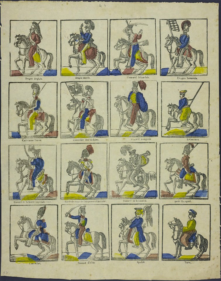 Dragon anglais, dragon danois, hussard irlandais, dragon bavarois-Catchpenny print-Borms 0665