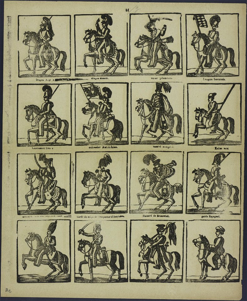 Dragon anglais, dragon danois, hussard irlandais, dragon bavarois-Catchpenny print-Borms 0690