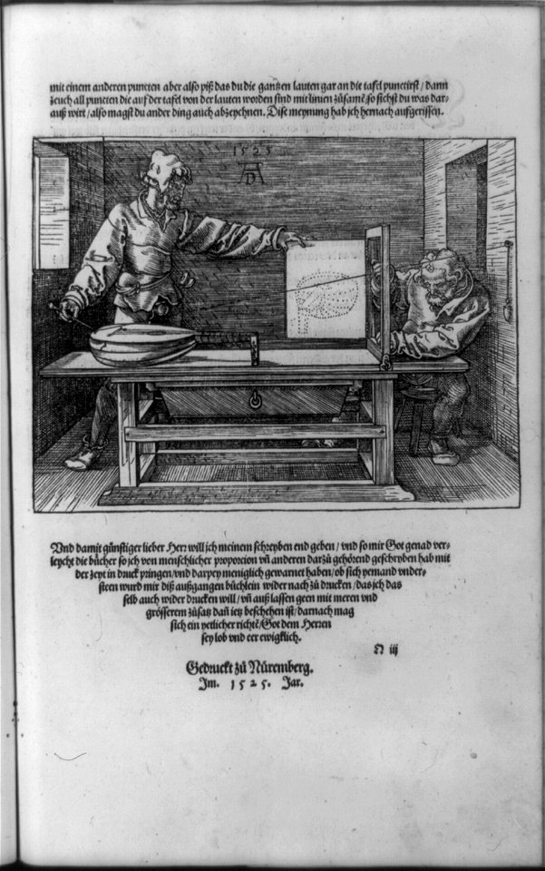 Draftsman drawing a lute) - AD (monogram), 1525 LCCN92518203