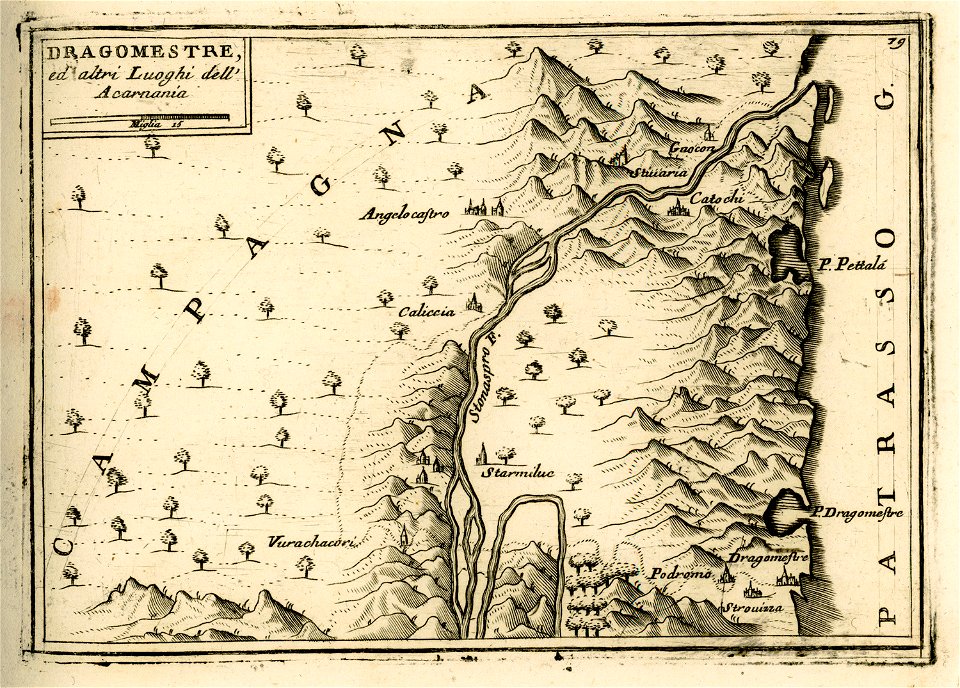 Dragomestre ed altri luoghi dell'Acarnania - Coronelli Vincenzo - 1688