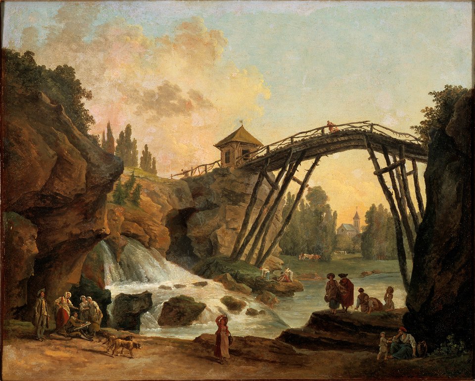 Draughtsman Drawing the Wooden Bridge in the Park of Méréville (Hubert Robert) - Nationalmuseum - 19850